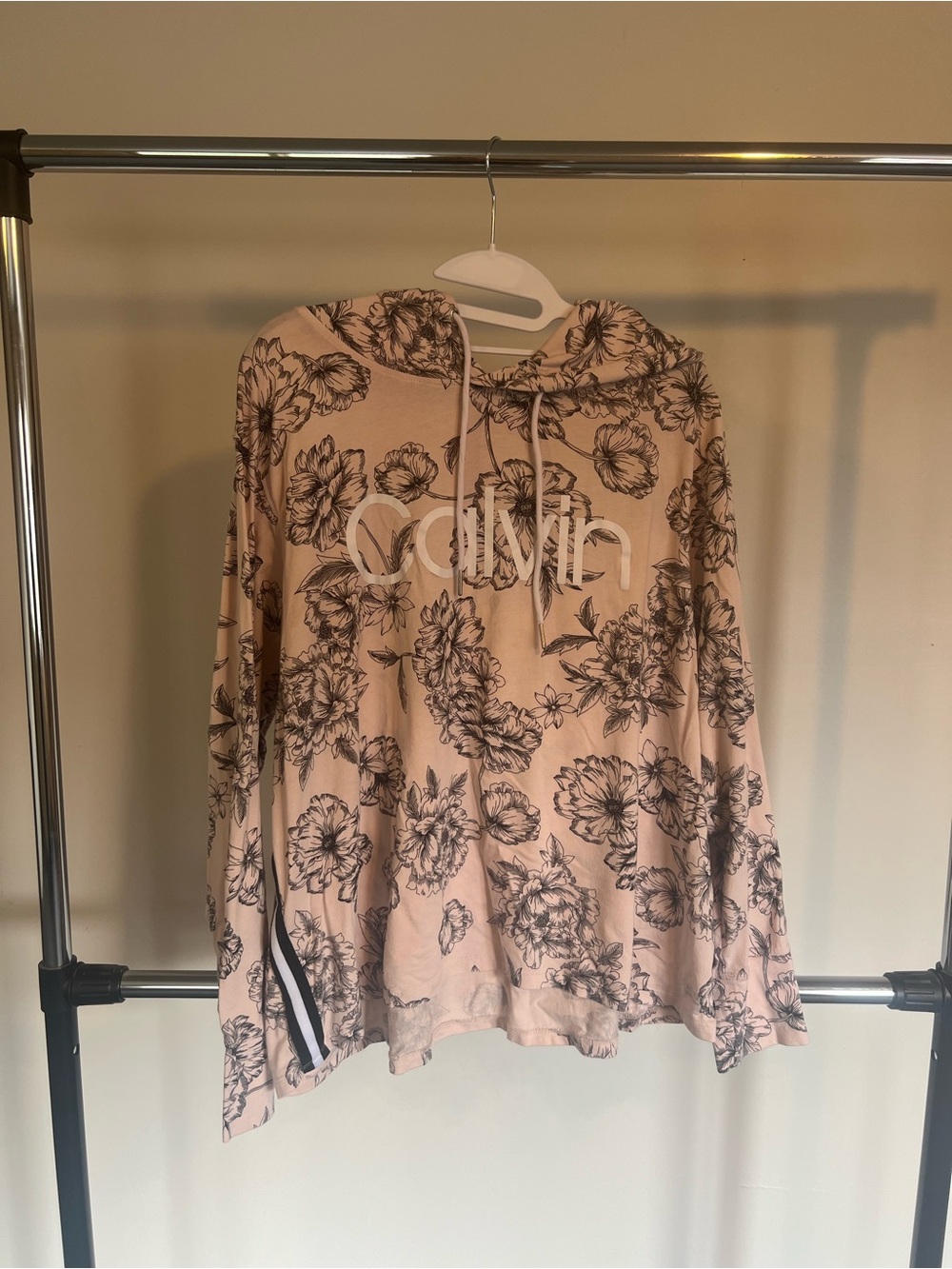 Calvin Klein Performance Light Pink Floral Logo Hoodie